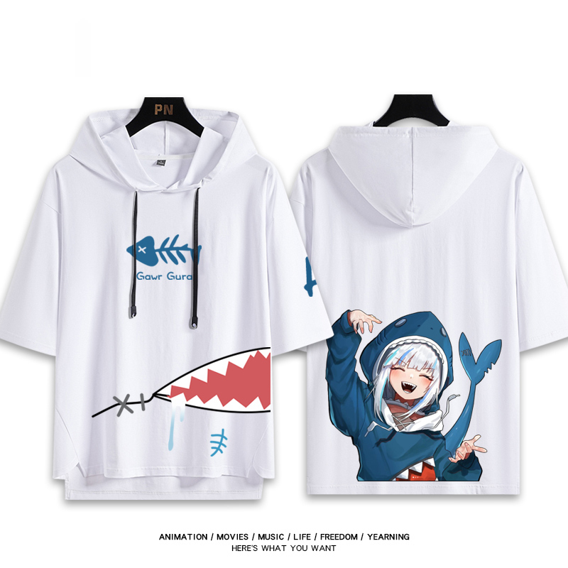 Vtuber HOLOLIVE 連帽短袖T恤 噶嗚·古拉 がうる・ぐら Gawr Gura-ZUIHANG SHOP