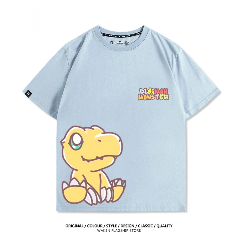 數碼寶貝 2025親子情侶男女同款 印花短袖T恤