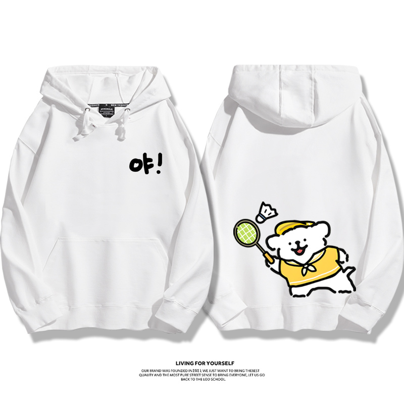 線條小狗新款 親子情侶男女款連帽衛衣-ZUIHANG SHOP