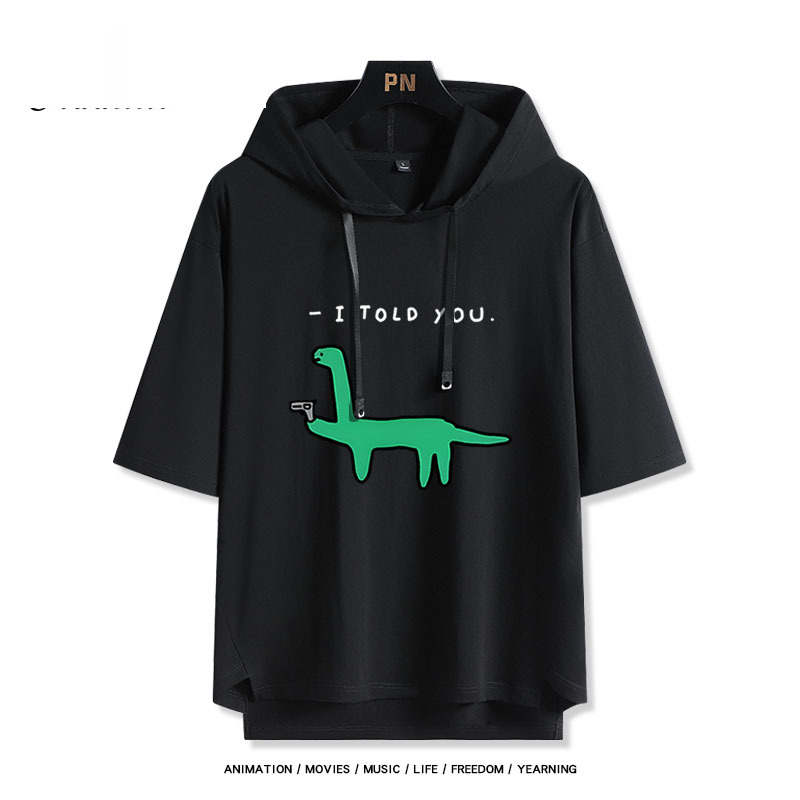 Joguman 綠色搞怪小恐龍 連帽短袖T恤-ZUIHANG SHOP