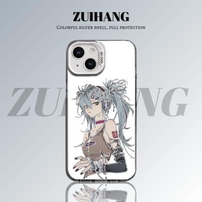 初音未來彩銀線條漸變防摔手機殼-ZUIHANG SHOP