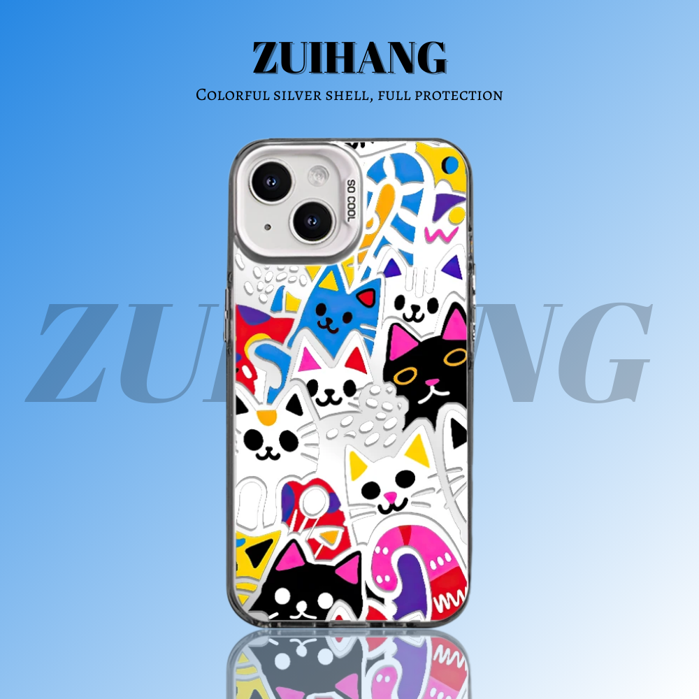 可愛卡通彩銀線條漸變防摔手機殼-ZUIHANG SHOP
