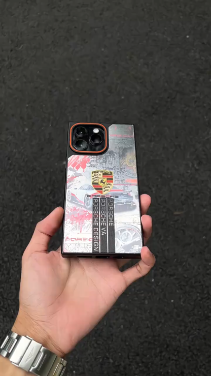 保時捷方形電鍍磨砂漸變手機殼