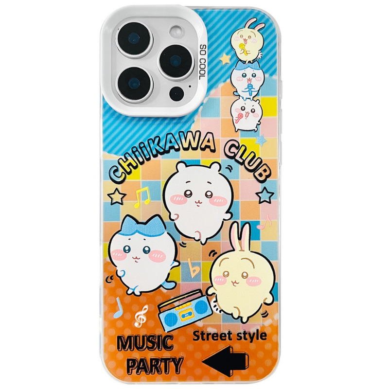 Chiikawa彩銀線條漸變防摔手機殼