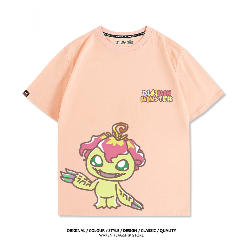 數碼寶貝 2025親子情侶男女同款 印花短袖T恤