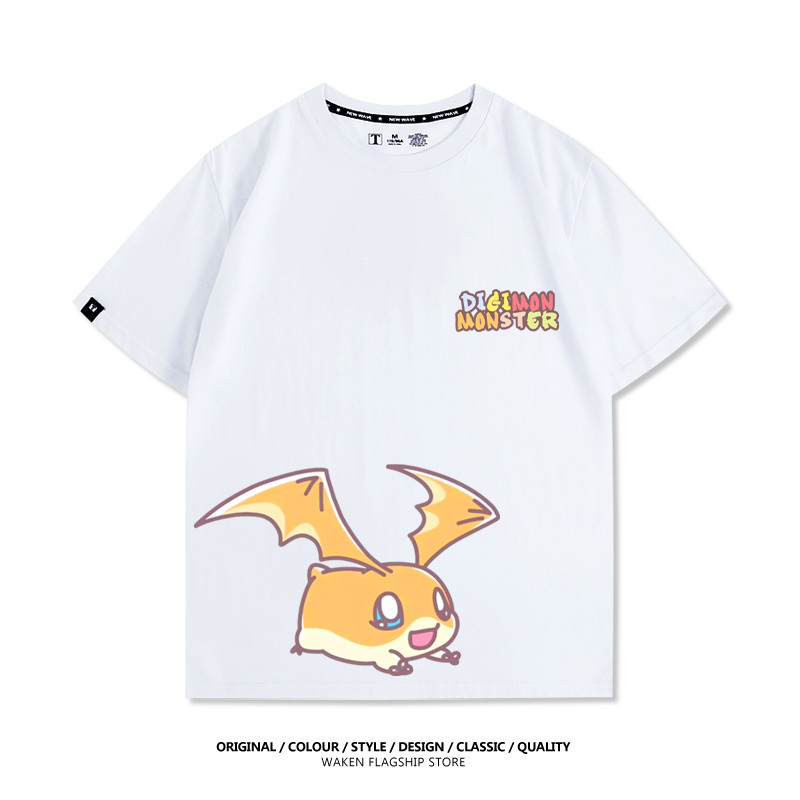 數碼寶貝 2025親子情侶男女同款 印花短袖T恤