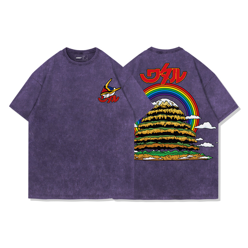 日系復古動漫 魔神英雄傳 創界山 水洗做舊純棉古着寬鬆短袖T恤