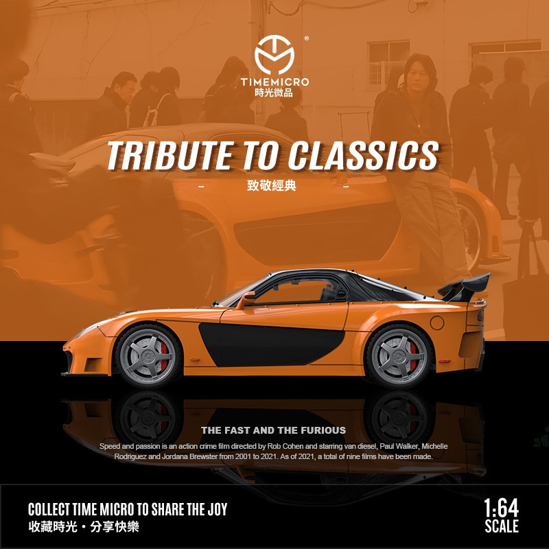 TM 1:64 馬自達RX-7 Veilside 速度與激情 仿真合金汽車模型