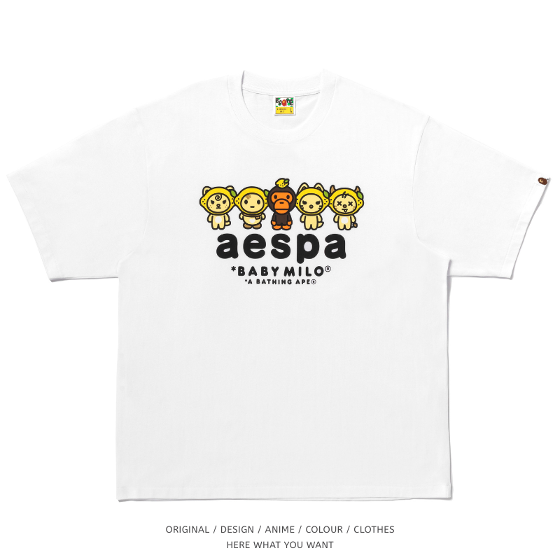 BAPE X AESPA 聯名風格短袖T恤｜純棉潮流上衣 KPOP韓團粉絲周邊