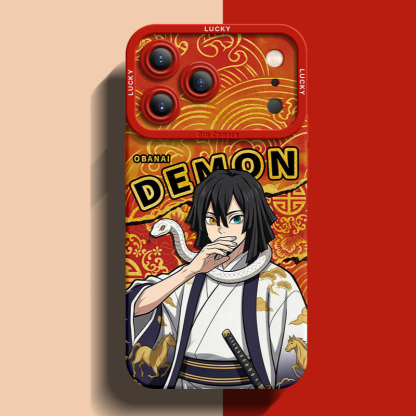 鬼滅之刃紅色馬年金線矽膠手機殼