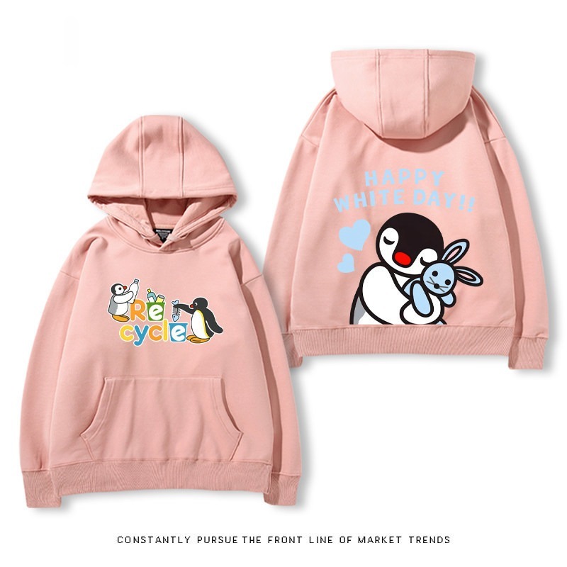 企鵝Pingu 秋冬新款 親子情侶裝連帽衛衣