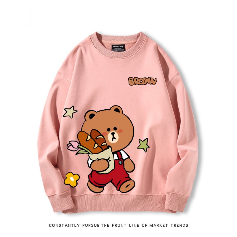 布朗熊可妮兔 秋冬新款 親子情侶裝圓領長袖