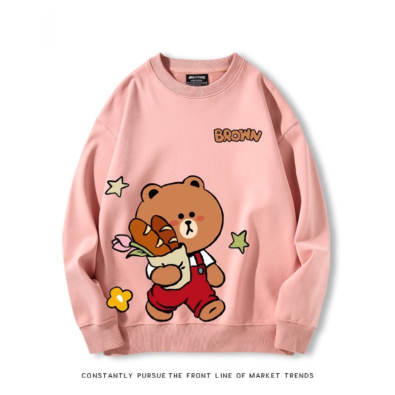 布朗熊可妮兔 秋冬新款 親子情侶裝圓領長袖