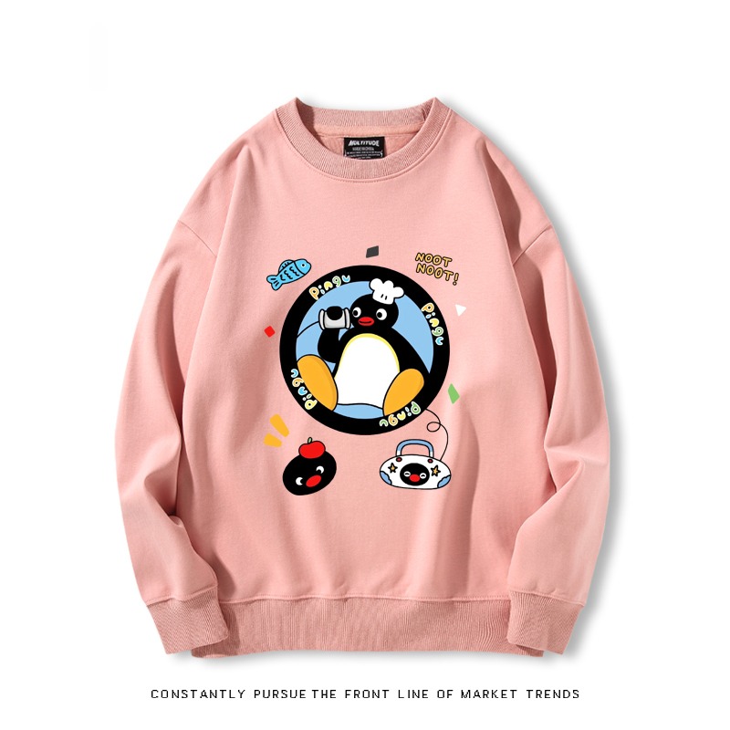 企鵝pingu 秋冬新款 親子情侶裝圓領長袖