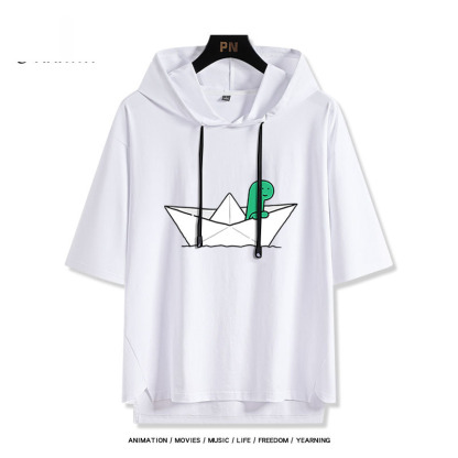 Joguman 綠色搞怪小恐龍 連帽短袖T恤-ZUIHANG SHOP