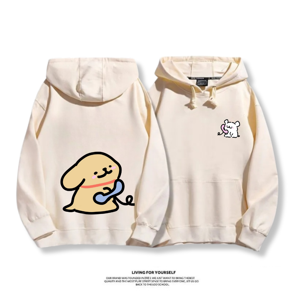 線條小狗 2025秋冬新款 親子情侶男女連帽衛衣