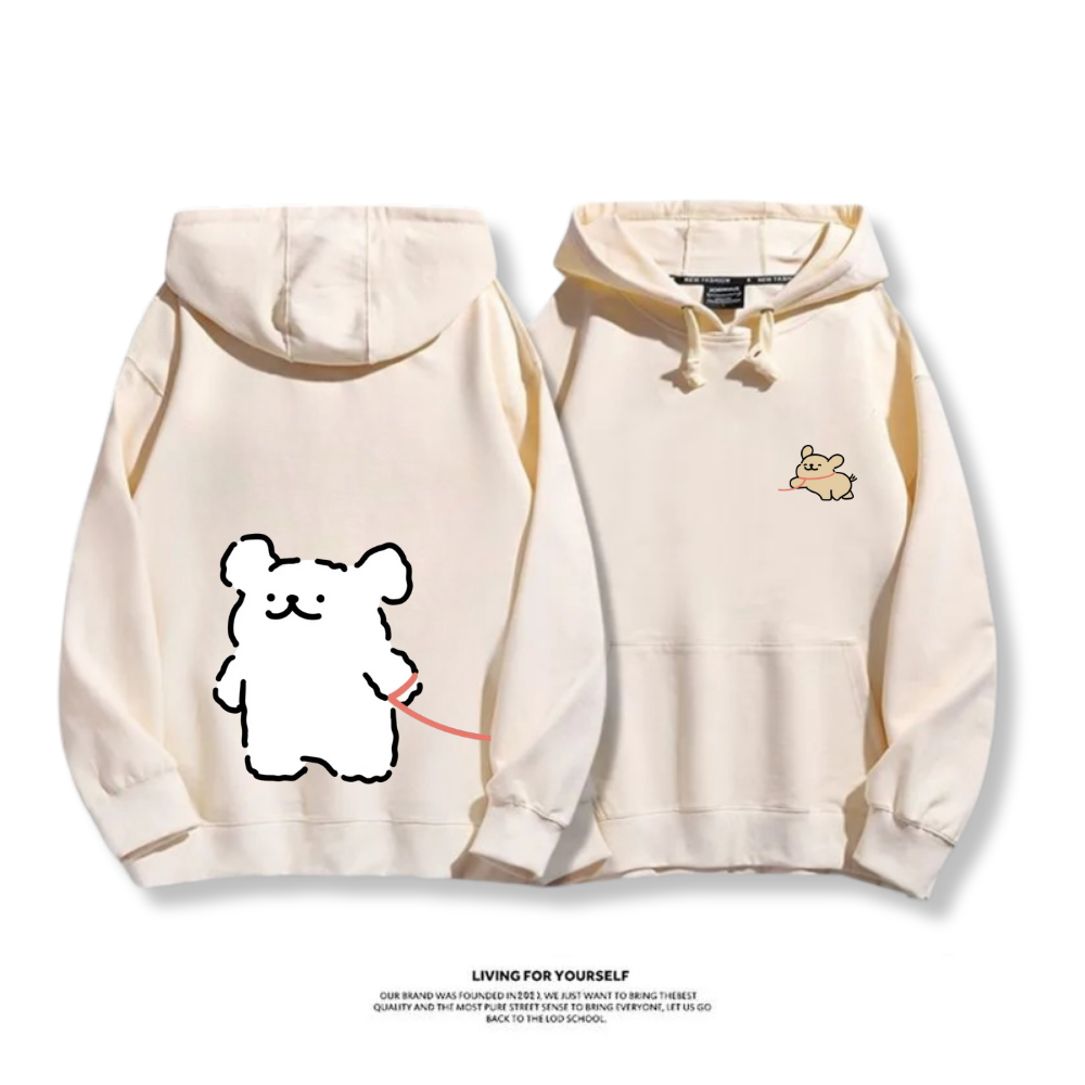 線條小狗 2025秋冬新款 親子情侶男女連帽衛衣