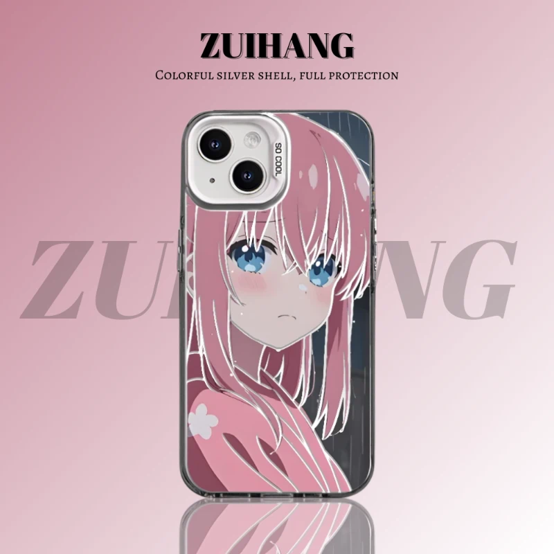 孤獨搖滾彩銀線條漸變防摔手機殼
