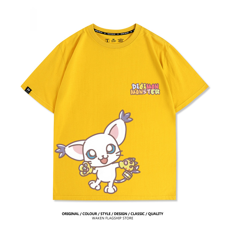 數碼寶貝 2025親子情侶男女同款 印花短袖T恤