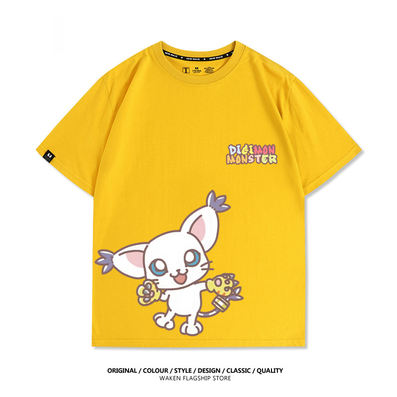 數碼寶貝 2025親子情侶男女同款 印花短袖T恤