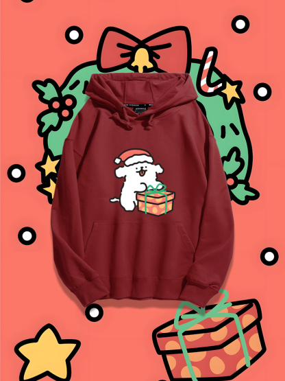 線條小狗新款 親子情侶男女款連帽衛衣-ZUIHANG SHOP