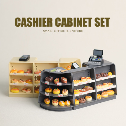 收銀臺轉角超市麵包店微縮模型玩具 | 現代收款臺貨架前臺過家家擺件-ZUIHANGSHOP