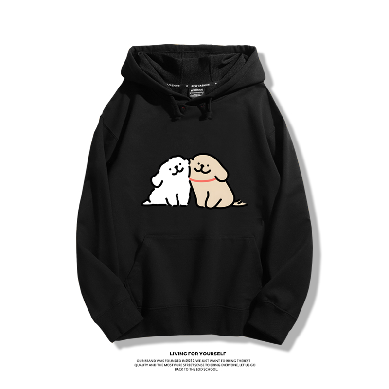 線條小狗新款 親子情侶男女款連帽衛衣-ZUIHANG SHOP