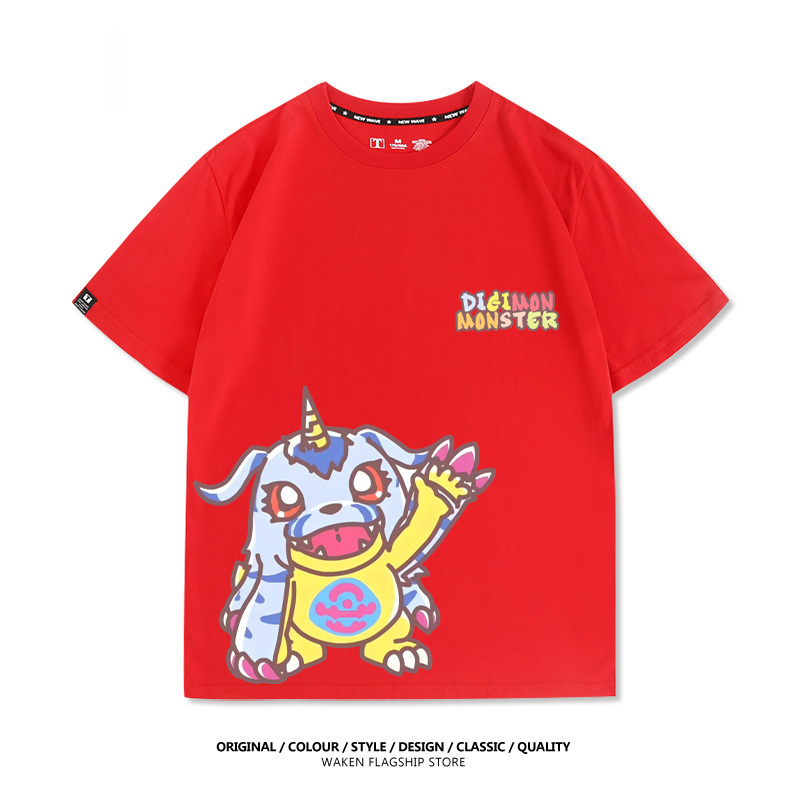 數碼寶貝 2025親子情侶男女同款 印花短袖T恤