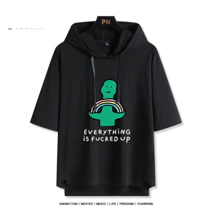 Joguman 綠色搞怪小恐龍 連帽短袖T恤-ZUIHANG SHOP