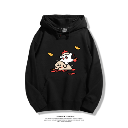 線條小狗新款 親子情侶男女款連帽衛衣-ZUIHANG SHOP