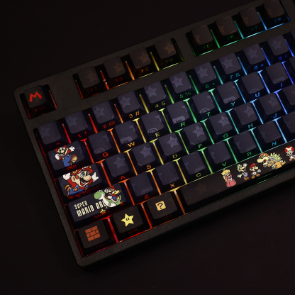 馬里奧Mario超級瑪麗透光RGB108鍵標準配列衛星軸鍵帽-ZUIHANG SHOP