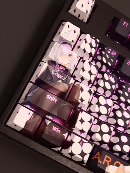 黑阿羅娜透光RGB108鍵標準配列衛星軸鍵帽