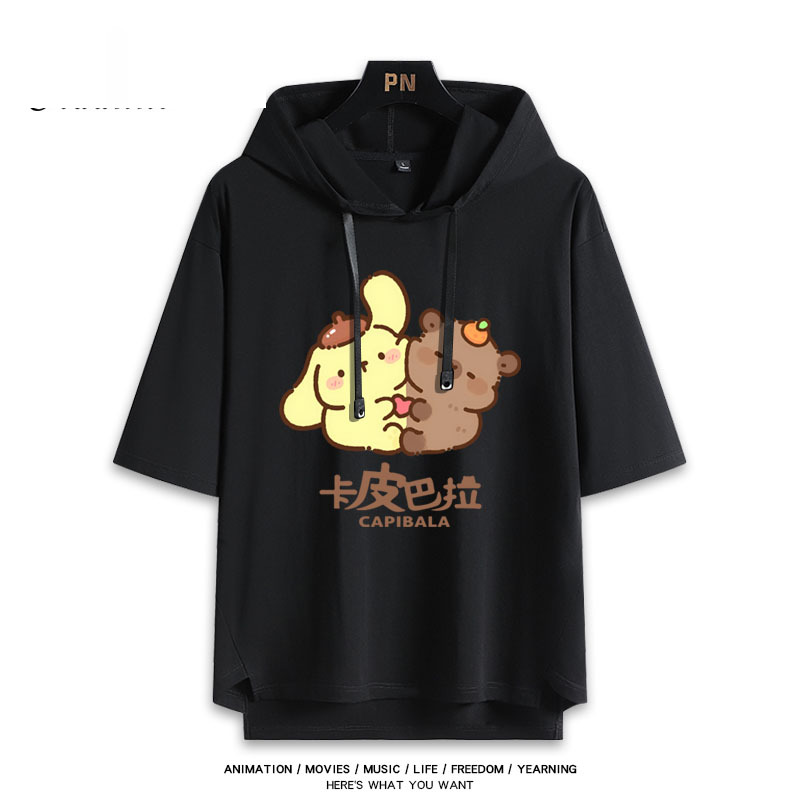 卡皮巴拉聯名三麗鷗  連帽短袖T恤-ZUIHANG SHOP