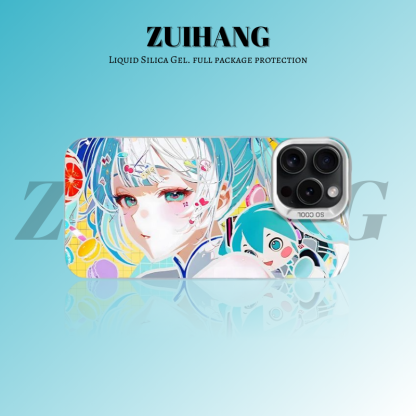 初音未來彩銀線條漸變防摔手機殼-ZUIHANG SHOP