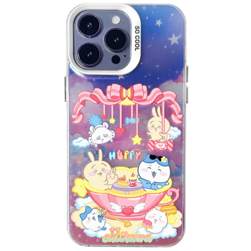 Chiikawa彩銀線條漸變防摔手機殼