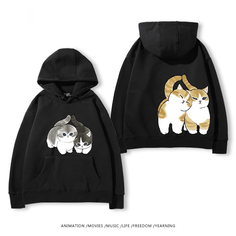 貓福珊迪猫咪可爱印花連帽衛衣