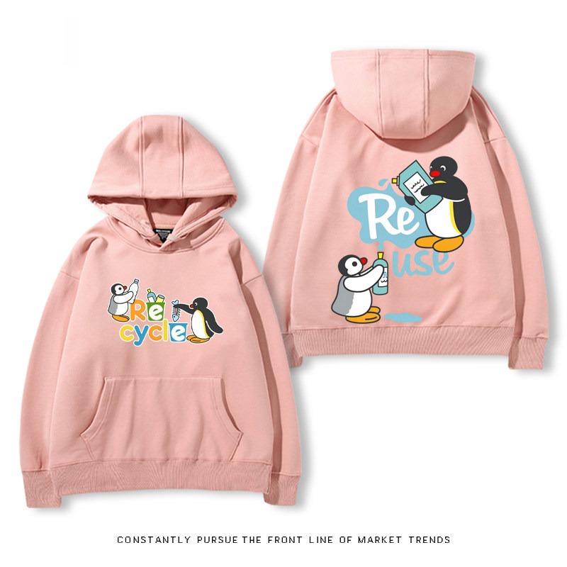 企鵝Pingu 秋冬新款 親子情侶裝連帽衛衣