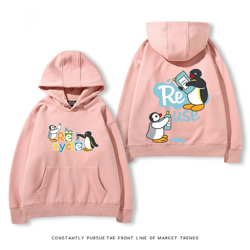 企鵝Pingu 秋冬新款 親子情侶裝連帽衛衣