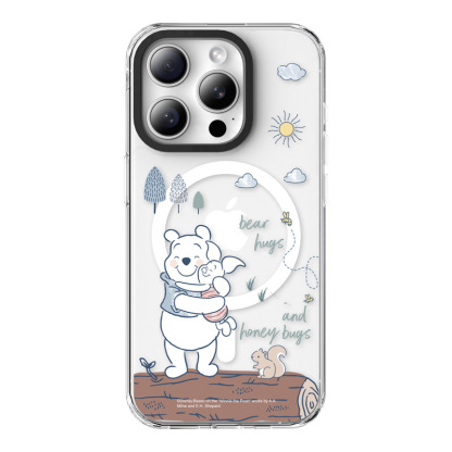 適用蘋果系列 卡通維尼熊高透防摔磁吸手機殼