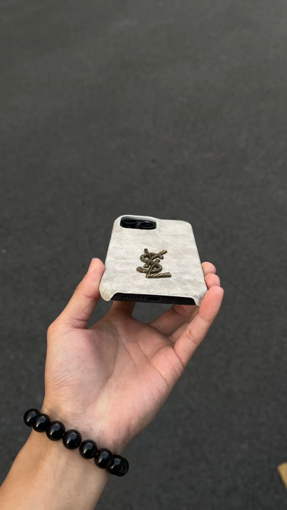 聖羅蘭扎染立標翻毛皮手機殼