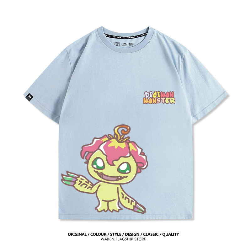 數碼寶貝 2025親子情侶男女同款 印花短袖T恤