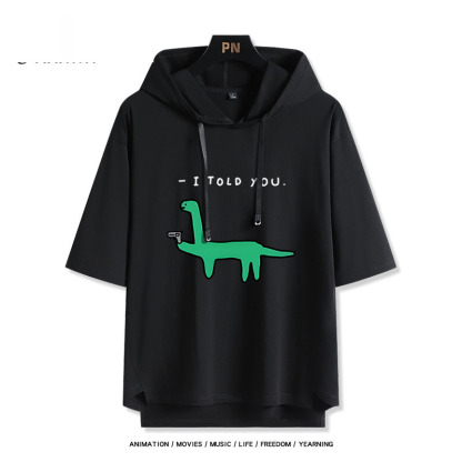 Joguman 綠色搞怪小恐龍 連帽短袖T恤-ZUIHANG SHOP