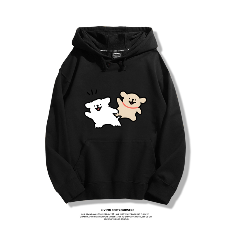 線條小狗新款 親子情侶男女款連帽衛衣-ZUIHANG SHOP