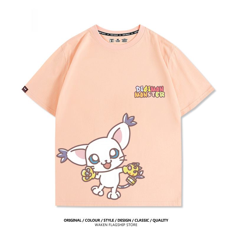 數碼寶貝 2025親子情侶男女同款 印花短袖T恤