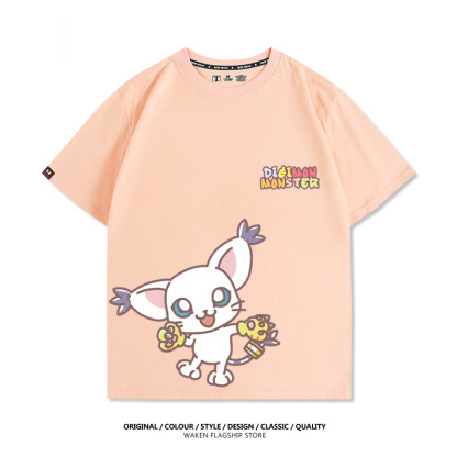 數碼寶貝 2025親子情侶男女同款 印花短袖T恤