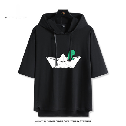 Joguman 綠色搞怪小恐龍 連帽短袖T恤-ZUIHANG SHOP