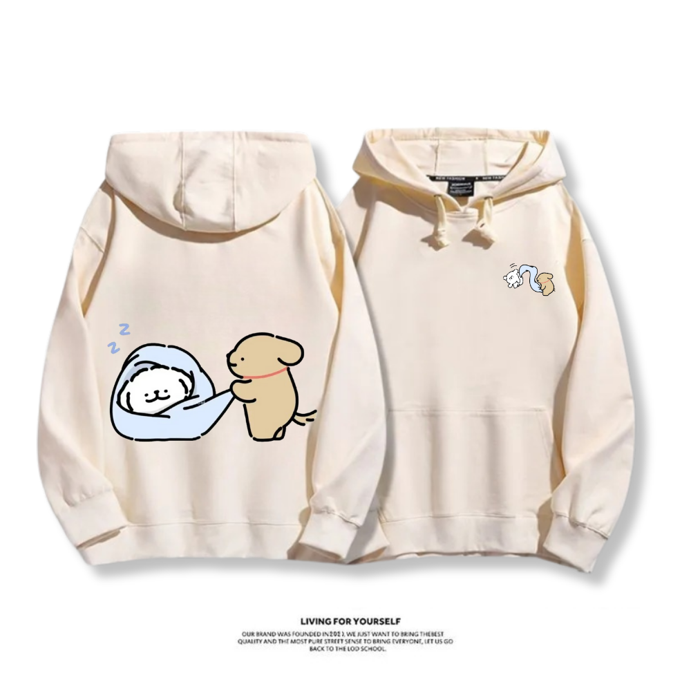 線條小狗 2025秋冬新款 親子情侶男女連帽衛衣