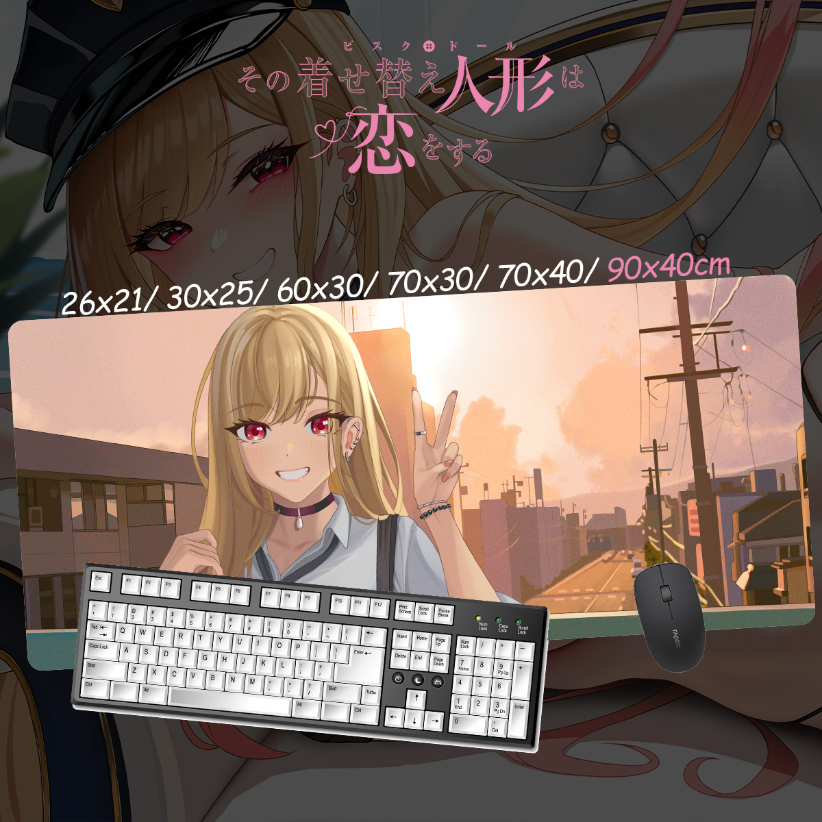 戀上換裝娃娃 超大鎖邊主題桌墊 布質滑鼠墊