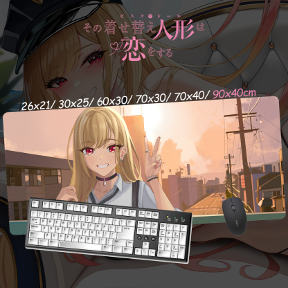 戀上換裝娃娃 超大鎖邊主題桌墊 布質滑鼠墊