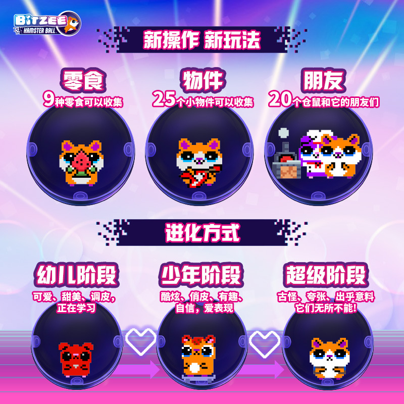 新款Bitzee比斯精靈寵物機 | 倉鼠滾滾球兒童電子寵物遊戲機 | 寵物養成玩具